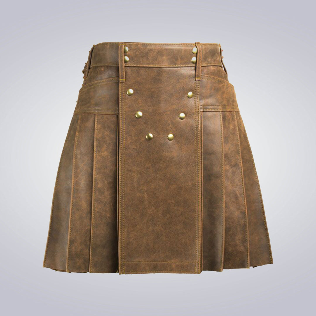 Classic Tan Pleated Kilt