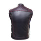 Black Leather Vest Men's With Red Stiching