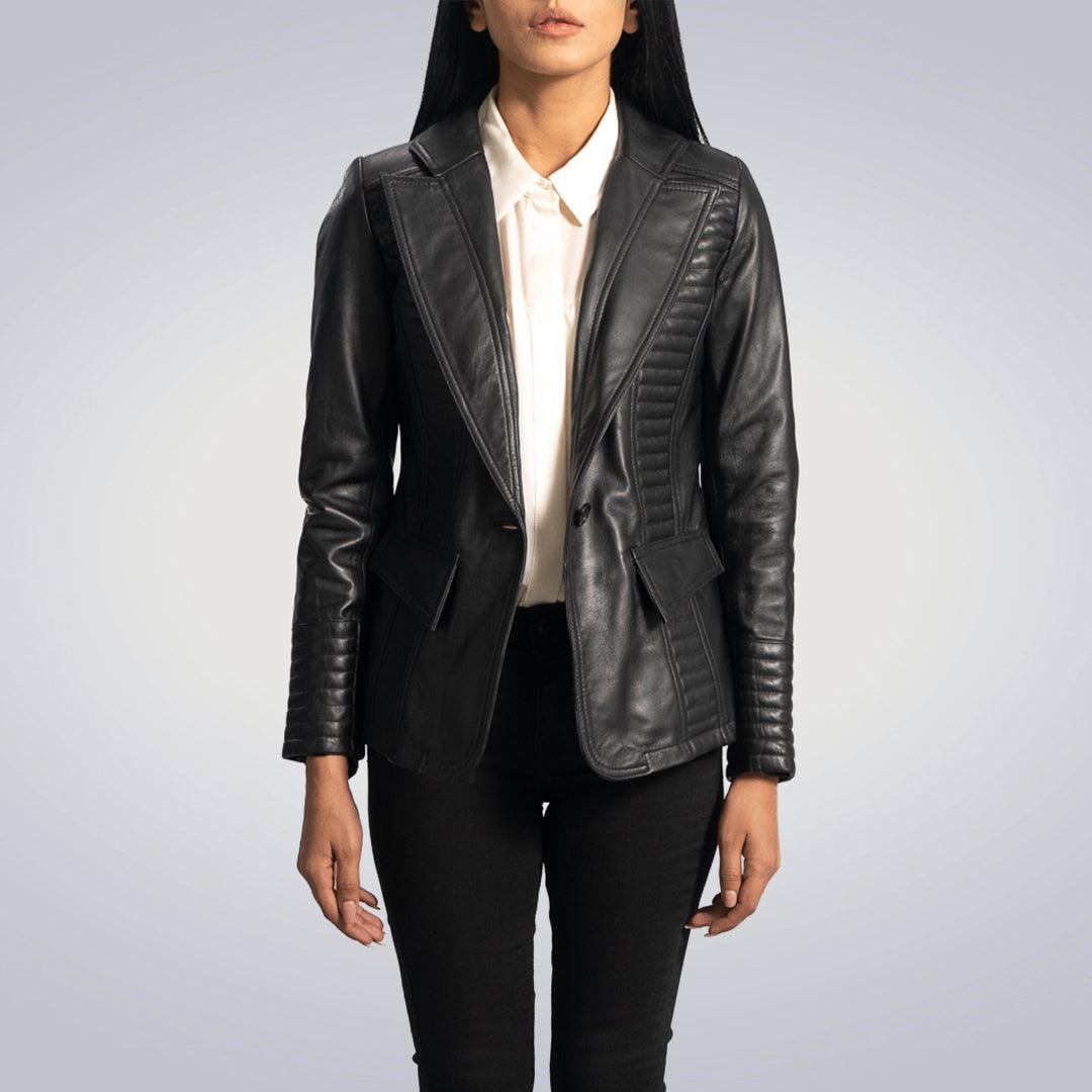 Black Pleated Quilted Blazer - The Urban Tannery