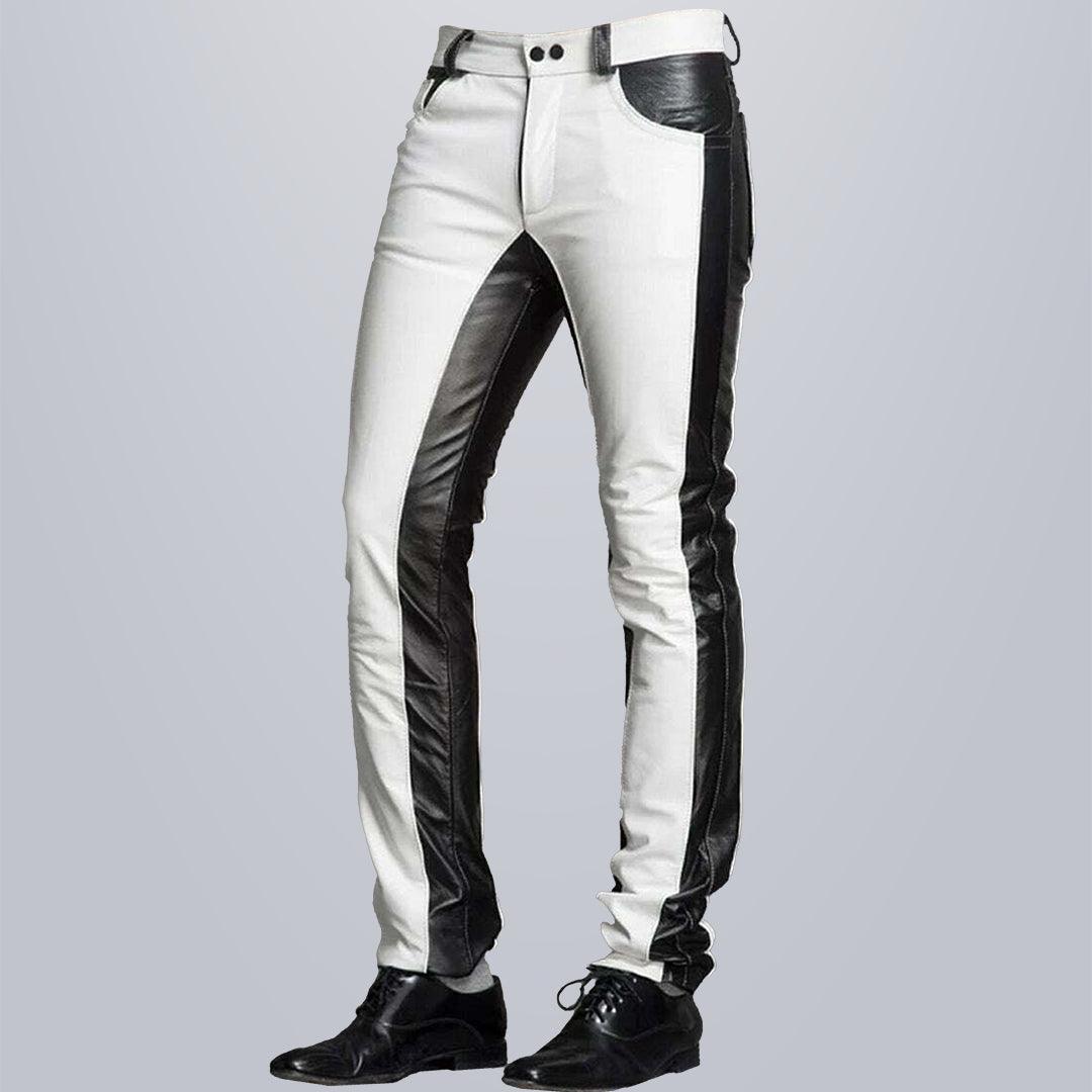 Black & White Mens Leather Pants - The Urban Tannery