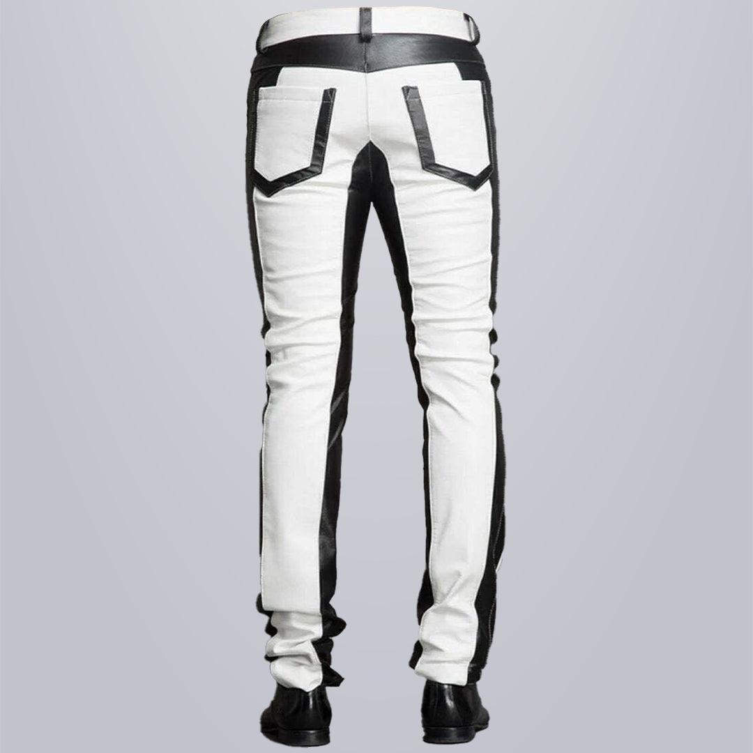 Black & White Mens Leather Pants - The Urban Tannery