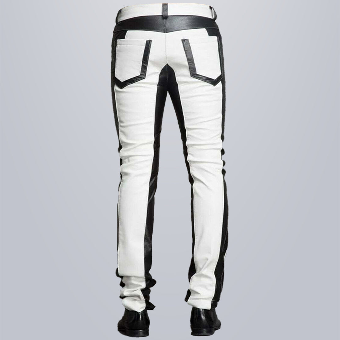 Black_White Mens Leather Pants 2