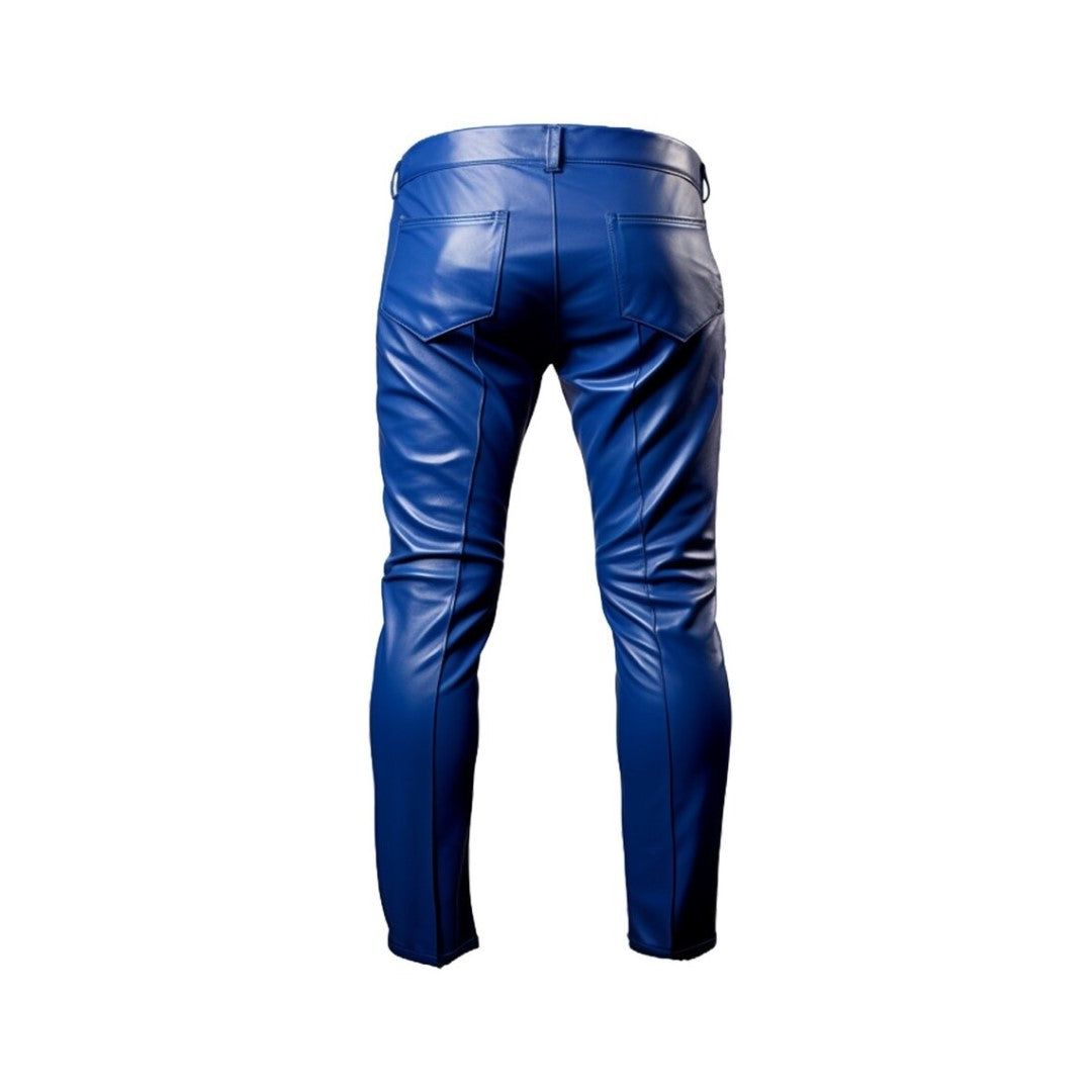 Classy Blue Leather Pants For Men