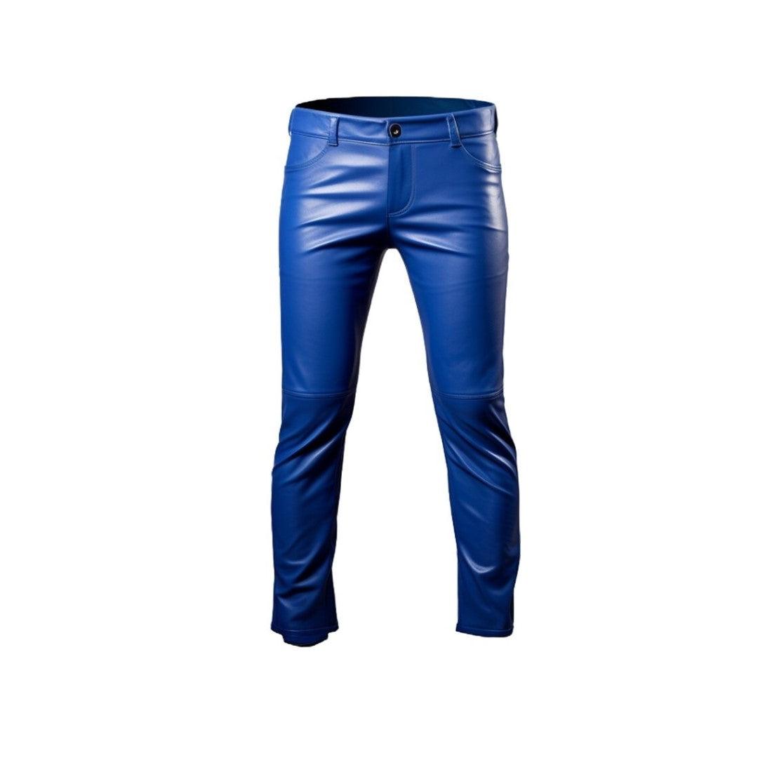 Classy Blue Leather Pants For Men - The Urban Tannery