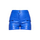 Blue Leather Shorts With Two Side Pockets