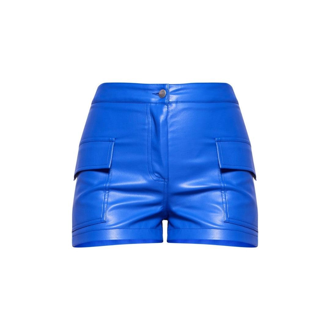 Blue Leather Shorts With Two Side Pockets - The Urban Tannery