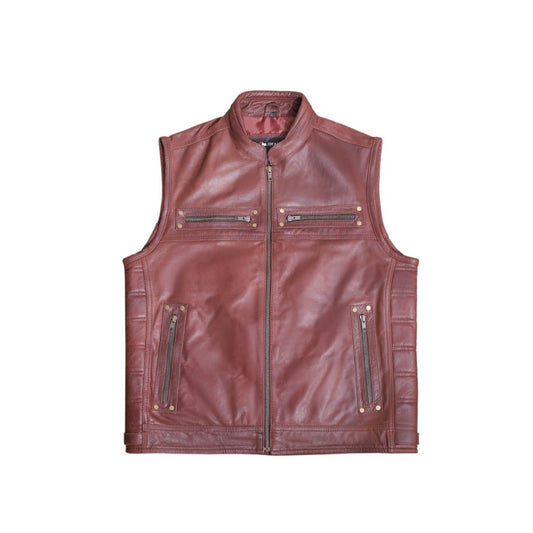 Browm Leather Vest For Men