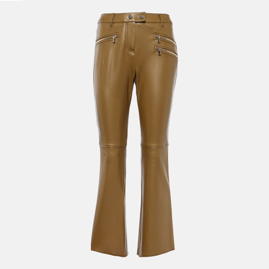 Biker Style Leather Pants For Women In Brown