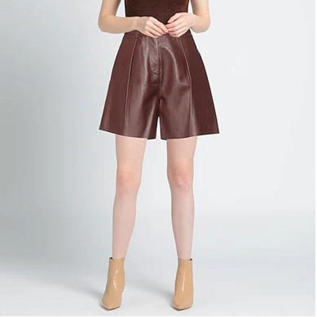 Brown Leather Shorts For Women - The Urban Tannery