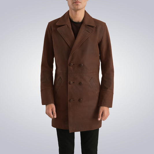 Classic Brown Leather Coat 1