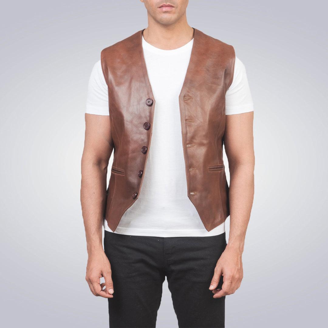 Classic Brown Leather Vest - The Urban Tannery