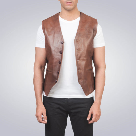 Classic Brown Leather Vest