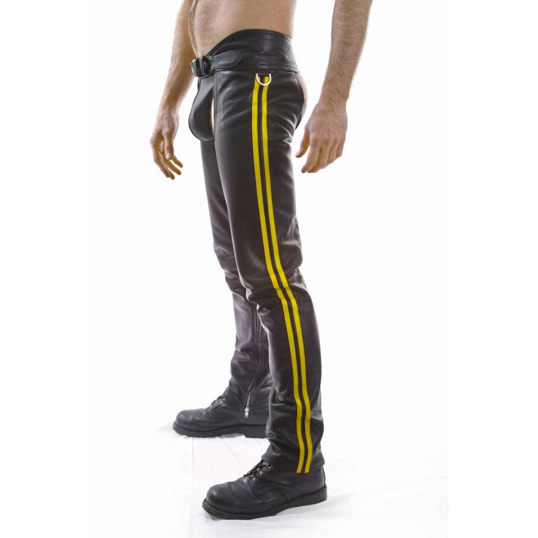 Leather Chaps With Yellow Straps - The Urban Tannery