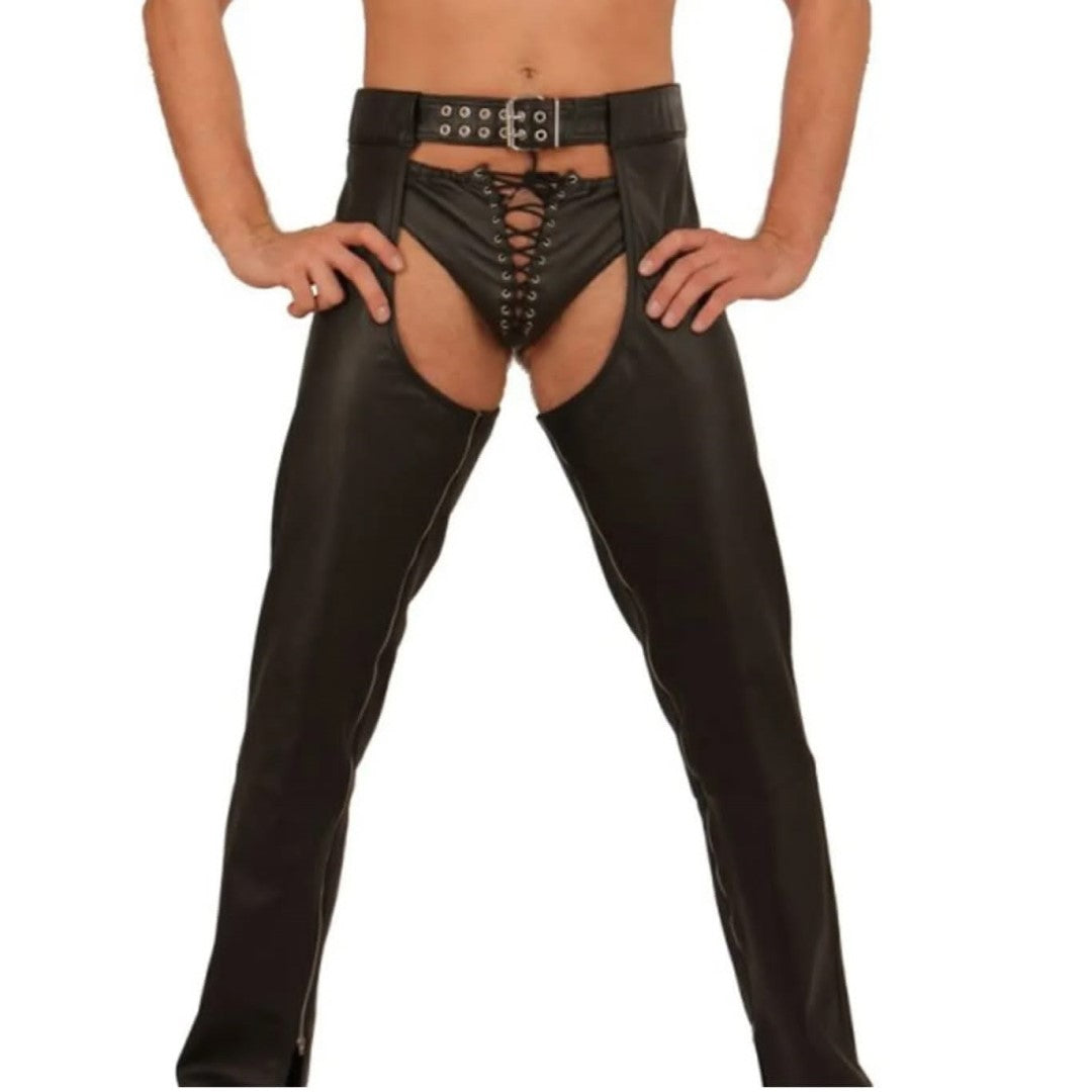 Leather Chaps For Men With Belted Closer
