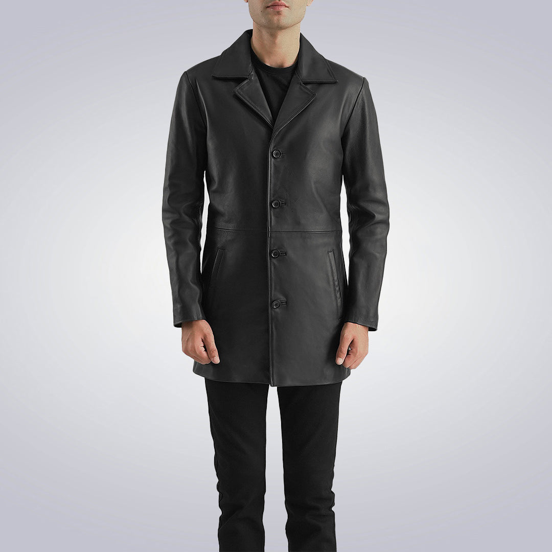 Urban Slate Black Leather Coat 1