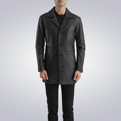 Urban Slate Black Leather Coat 1