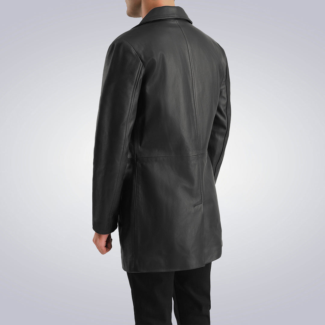 Urban Slate Black Leather Coat 2