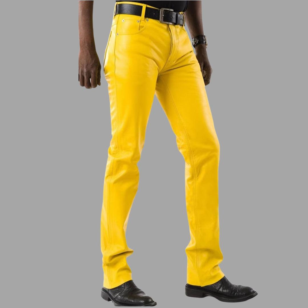 Classy Leather Pants In Yellow With Pants - The Urban Tannery