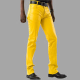 Classy Leather Pants In Yellow With Pants