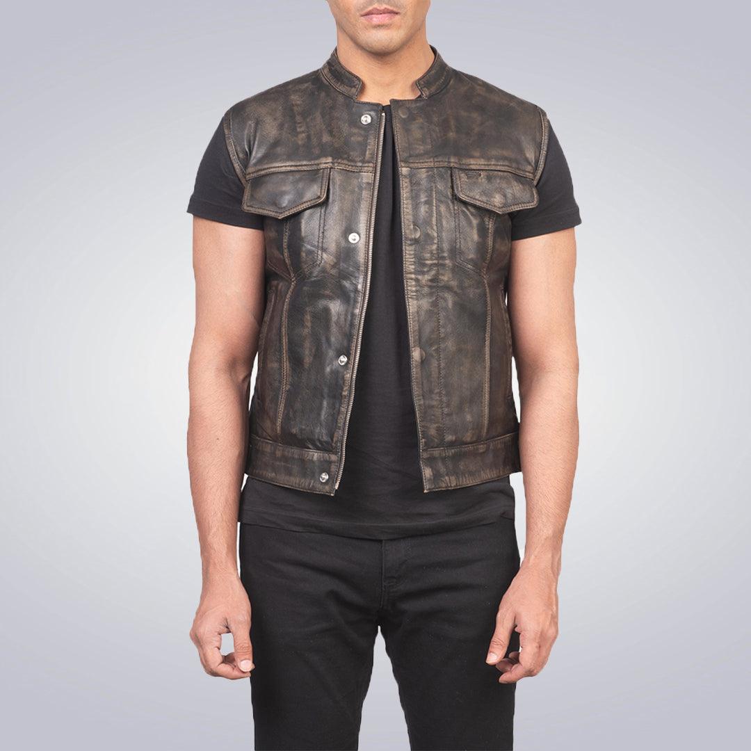 Atlast Distressed Leather Vest - The Urban Tannery