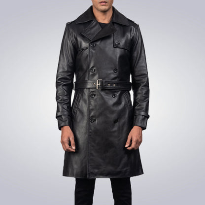 Rayson Black Duster Leather Coat 1