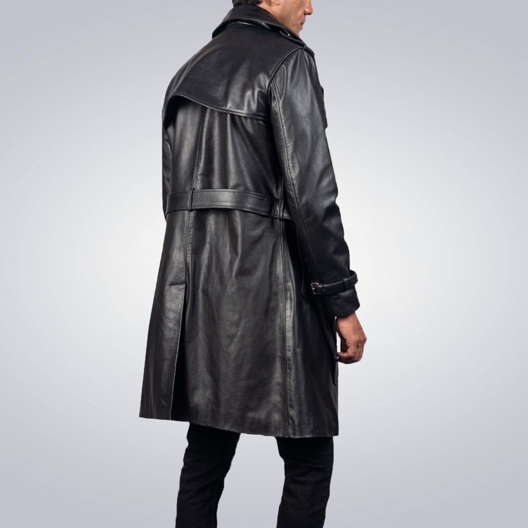 Rayson Black Duster Leather Coat 2