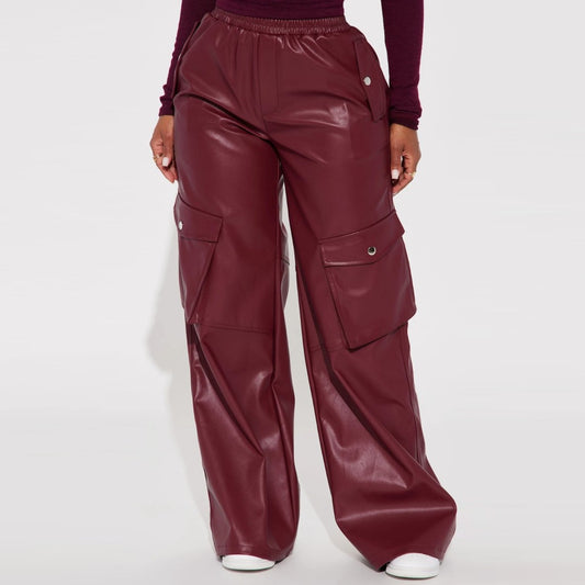 Stylish Hook And Loop Closer Pants With Four Pockets