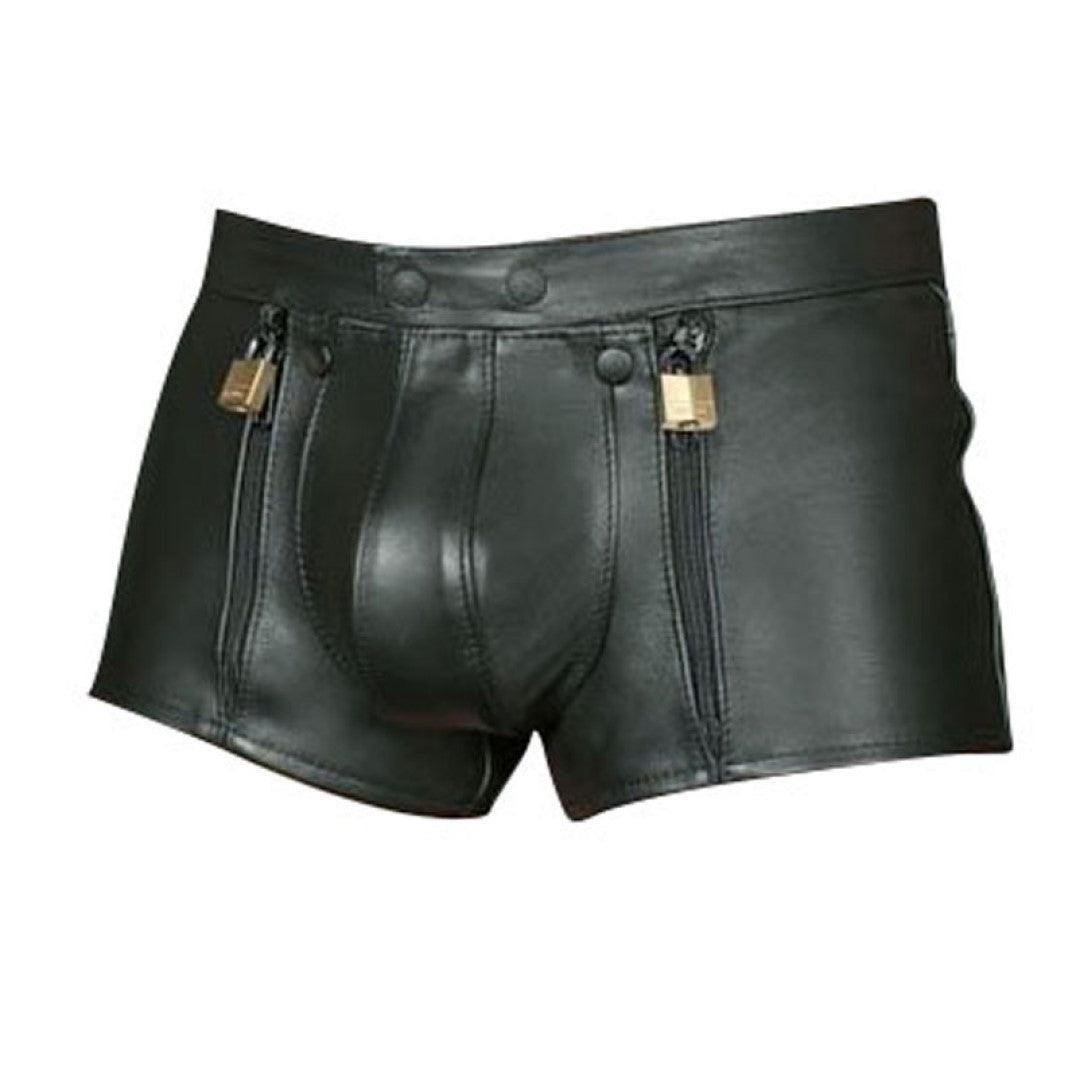 Stylish Black Leather Shorts With Unique Design - The Urban Tannery