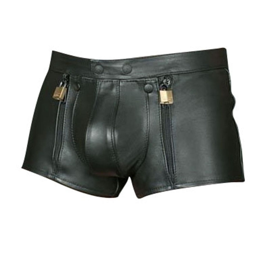 Stylish Black Leather Shorts With Unique Design