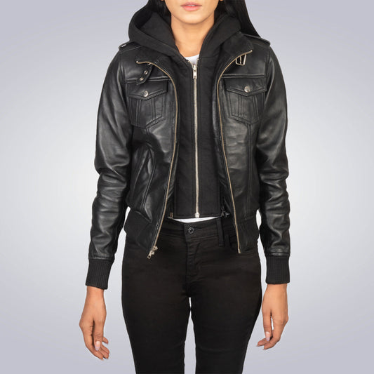 Roslyn Hooded Leather Jacket 1