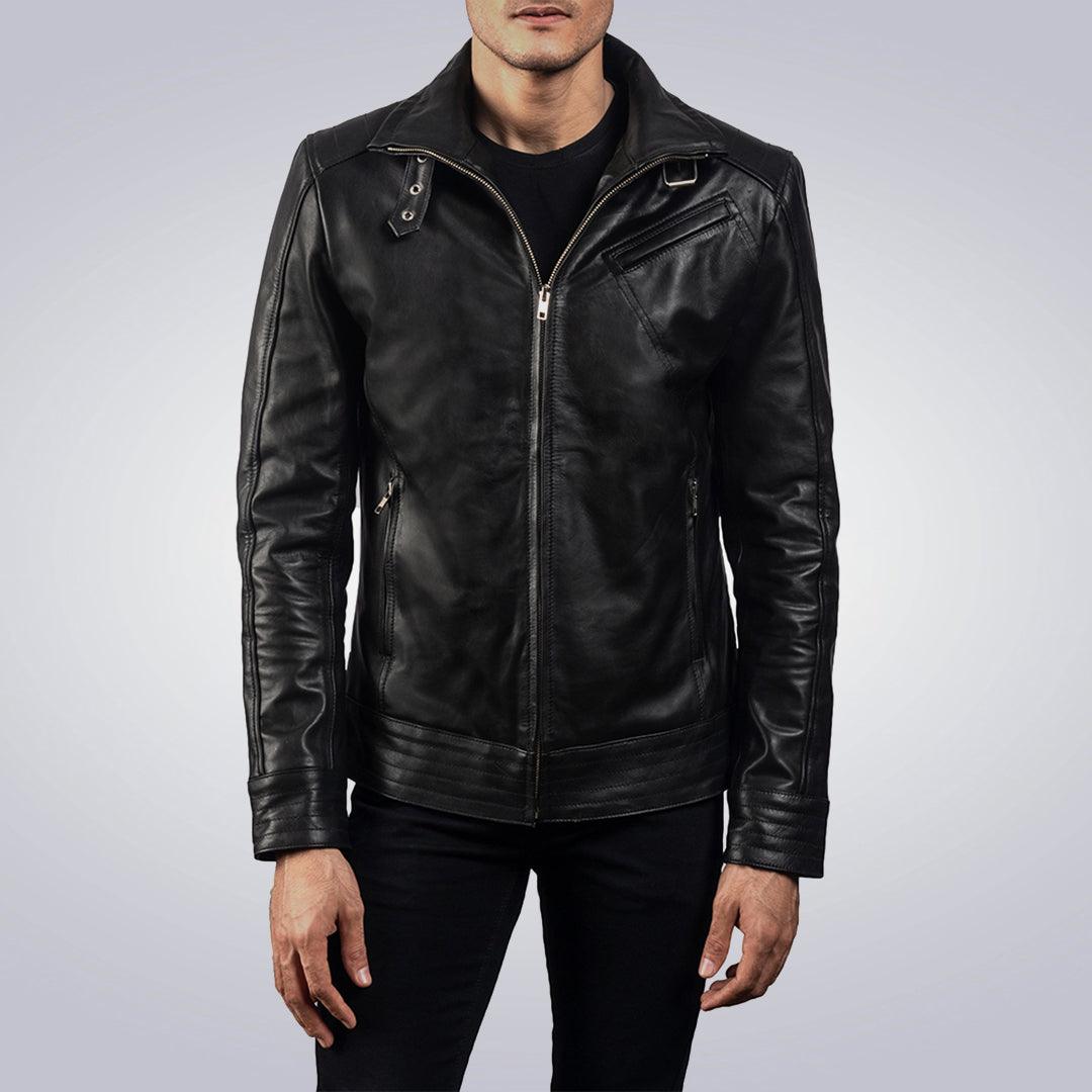 Men's Heigh Quality Legacy Black Leather Biker Jacket - The Urban Tannery