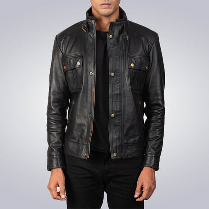 Men's Charles Black Leather Jacket 1