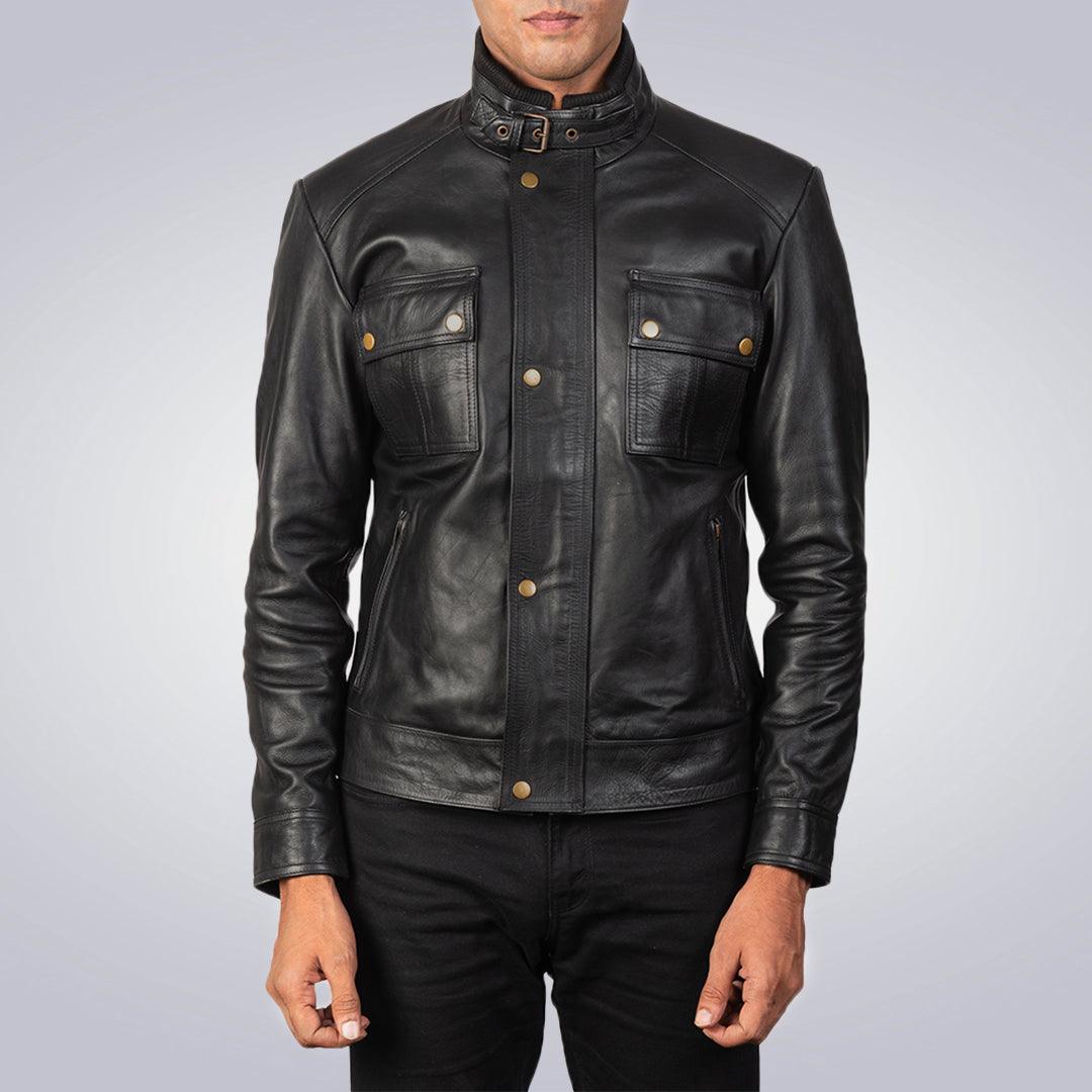 Men's Cowhide Charles Black Leather Jacket - The Urban Tannery