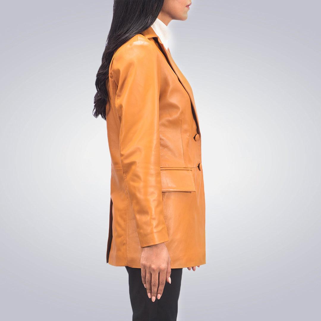 Tan Marilyn Brown Leather Jacket For Women - The Urban Tannery