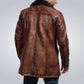 Mens Cinnamon Fur Brown Leather Coat 2