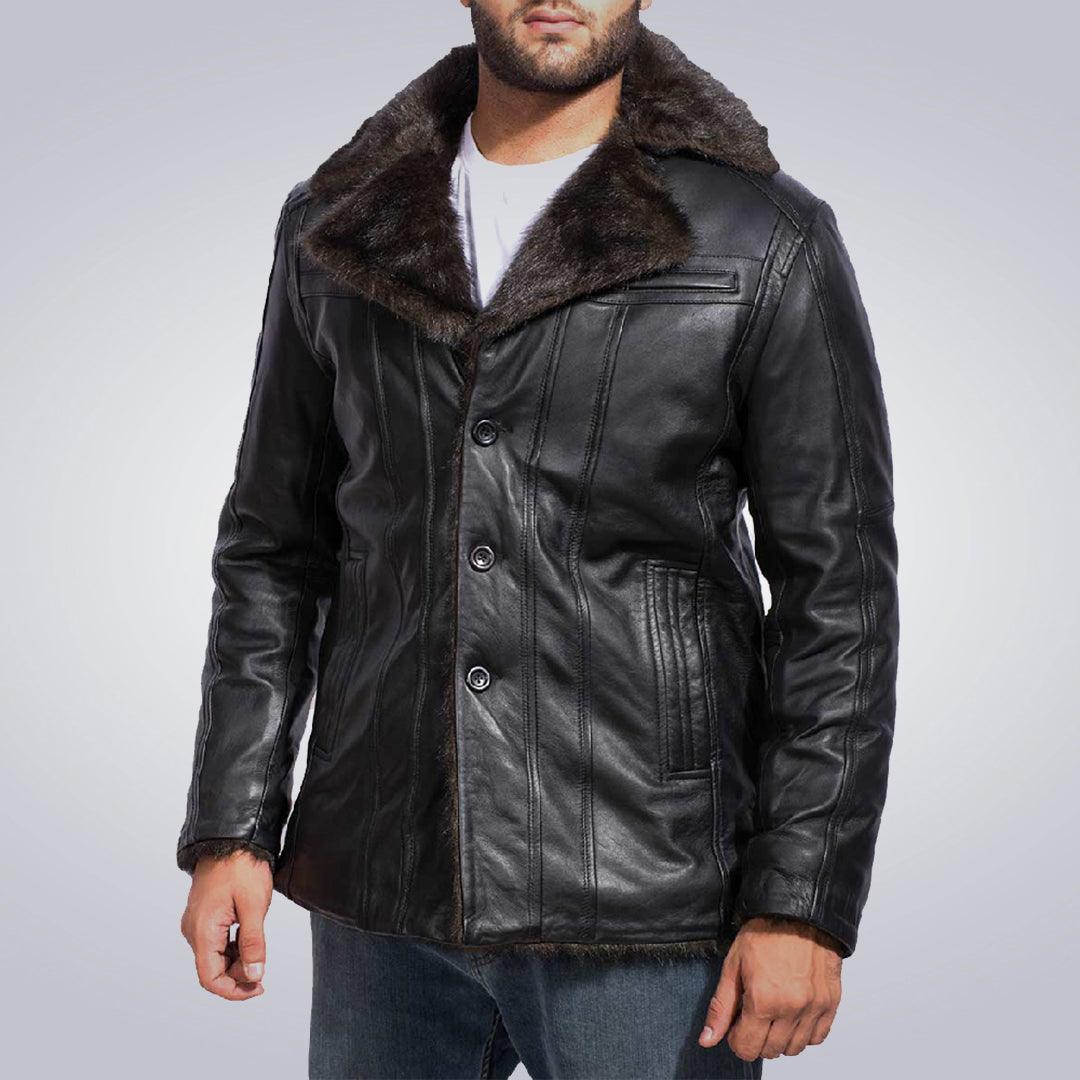 Men's UT Shearling Black Leather Jacket - The Urban Tannery