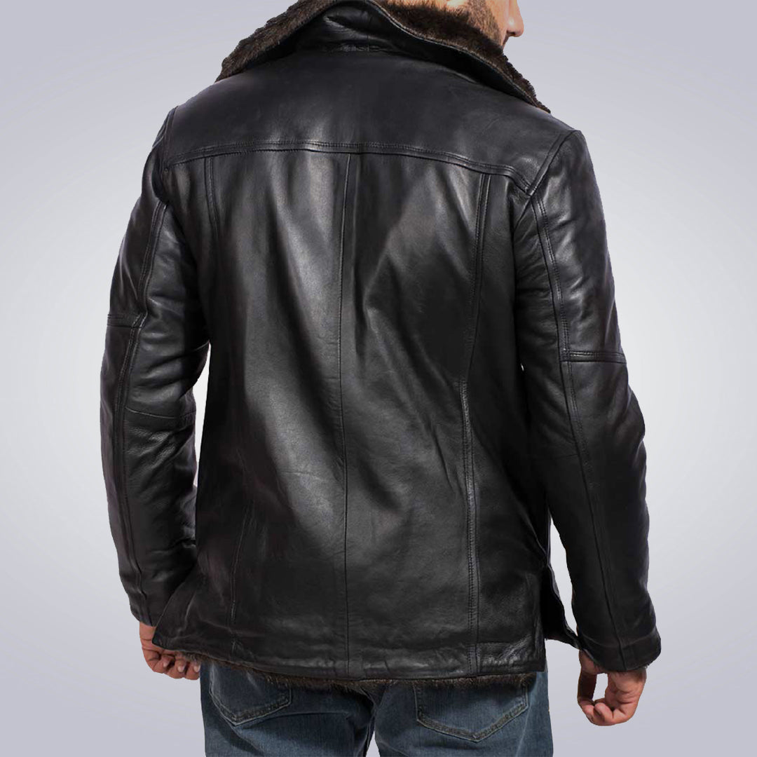 Men's Shearling Black Leather Jacket 3