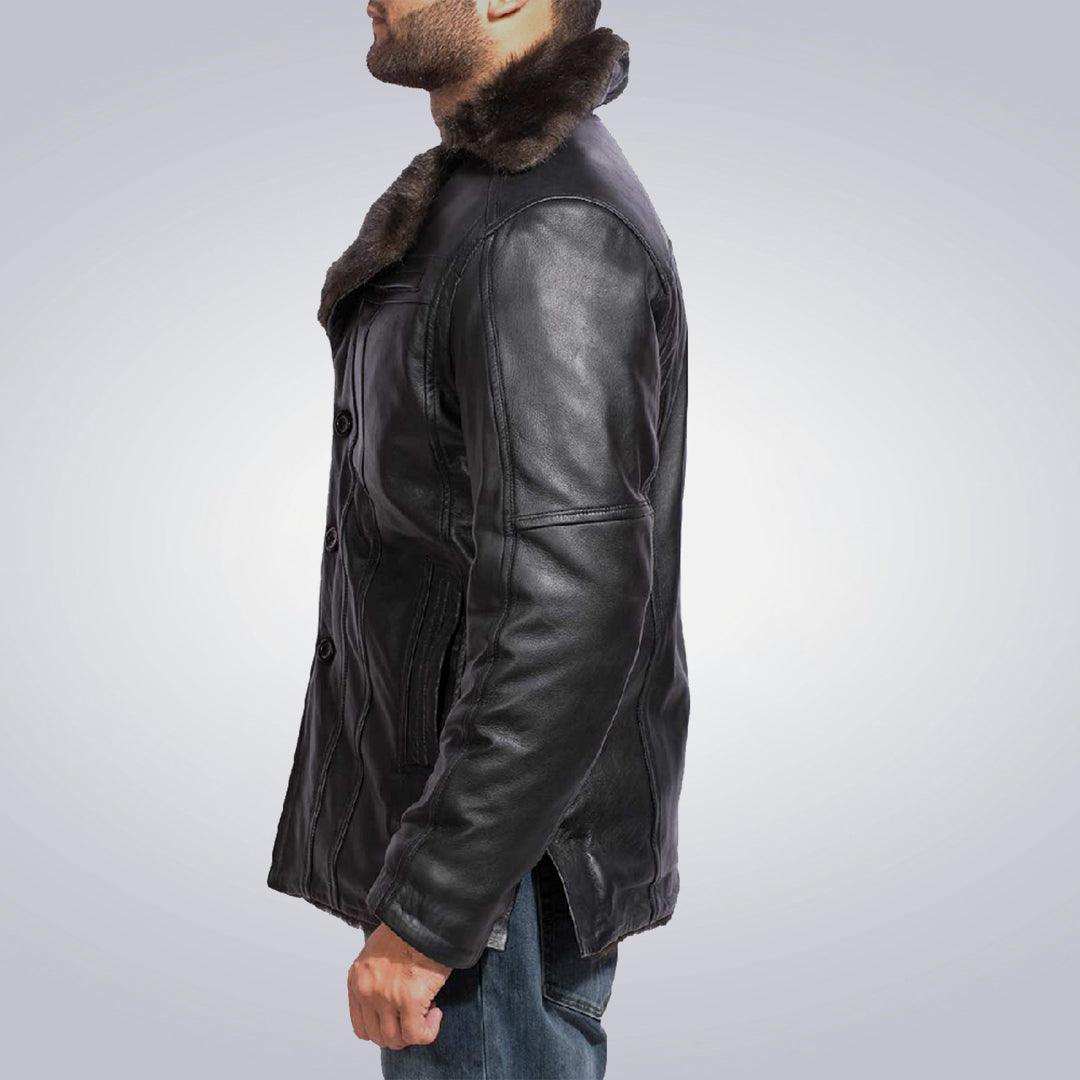 Men's UT Shearling Black Leather Jacket - The Urban Tannery