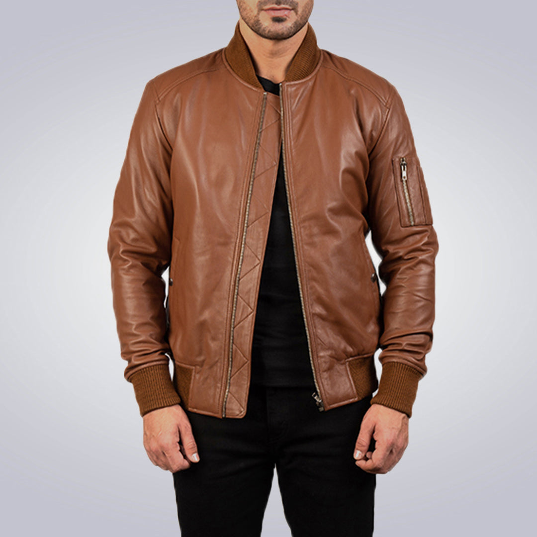 Men's Brown Lambskin Leather Jacket 1