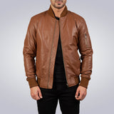 Men's Brown Lambskin Leather Jacket 1