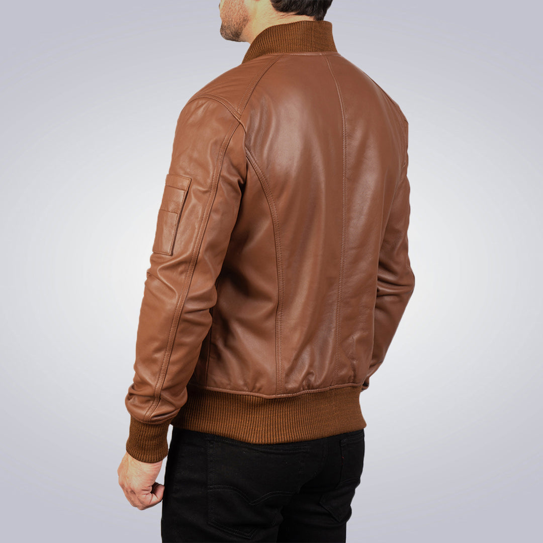 Men's Brown Lambskin Leather Jacket 2