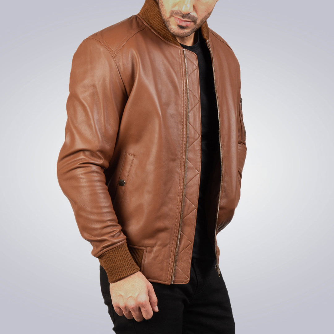 Men's Brown Lambskin Leather Jacket 3