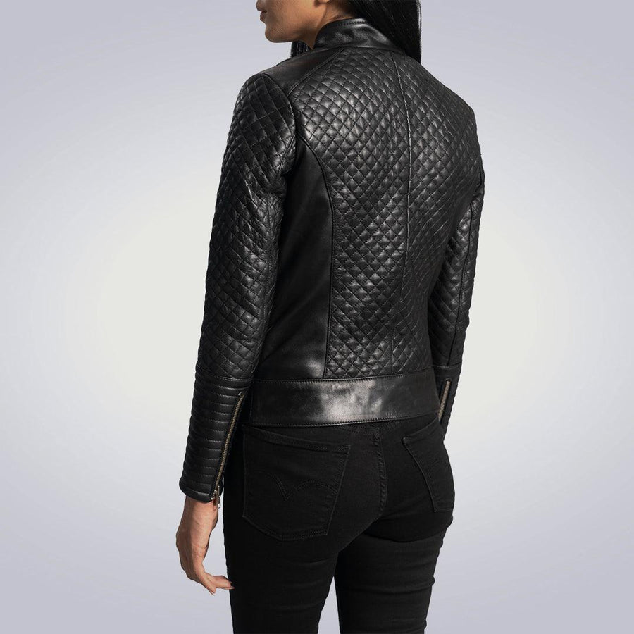 Quilted leather biker hot sale jacket womens