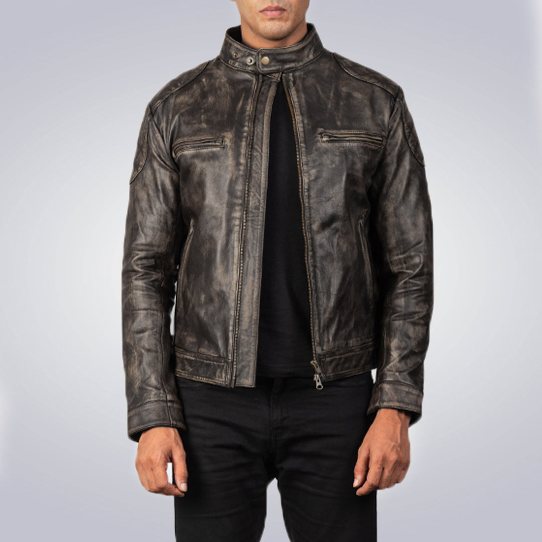 Men's troubled Racer Biker Jacket 1