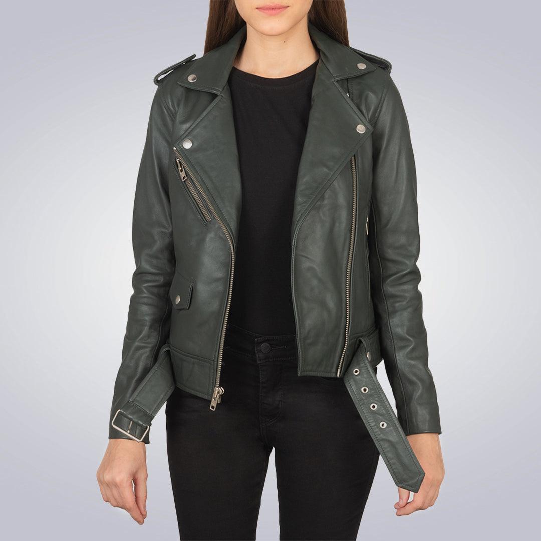 Women's Cardinal Black Leather Motercycle Jacket - The Urban Tannery