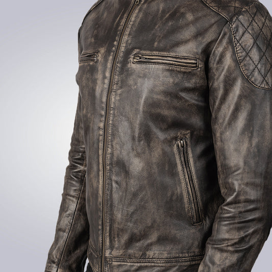 Men's troubled Racer Biker Jacket 3