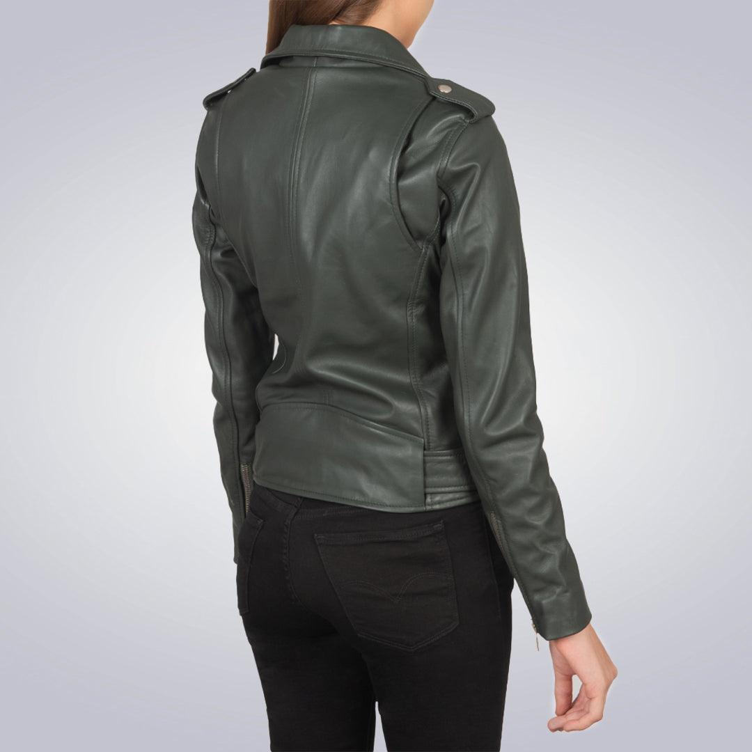 Women's Cardinal Black Leather Motercycle Jacket - The Urban Tannery