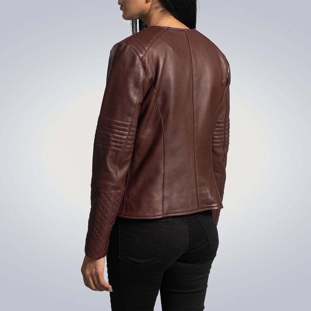 Women's Cityscape Nexi Quilted Burgundy Leather Jacket - The Urban Tannery