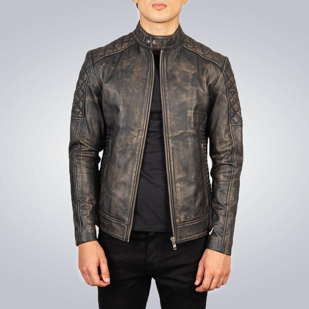 Men's Fernando Quilted Platinum Leather Jacket - The Urban Tannery
