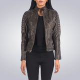 Women's Maven Quilted Brown Leather Jacket 1